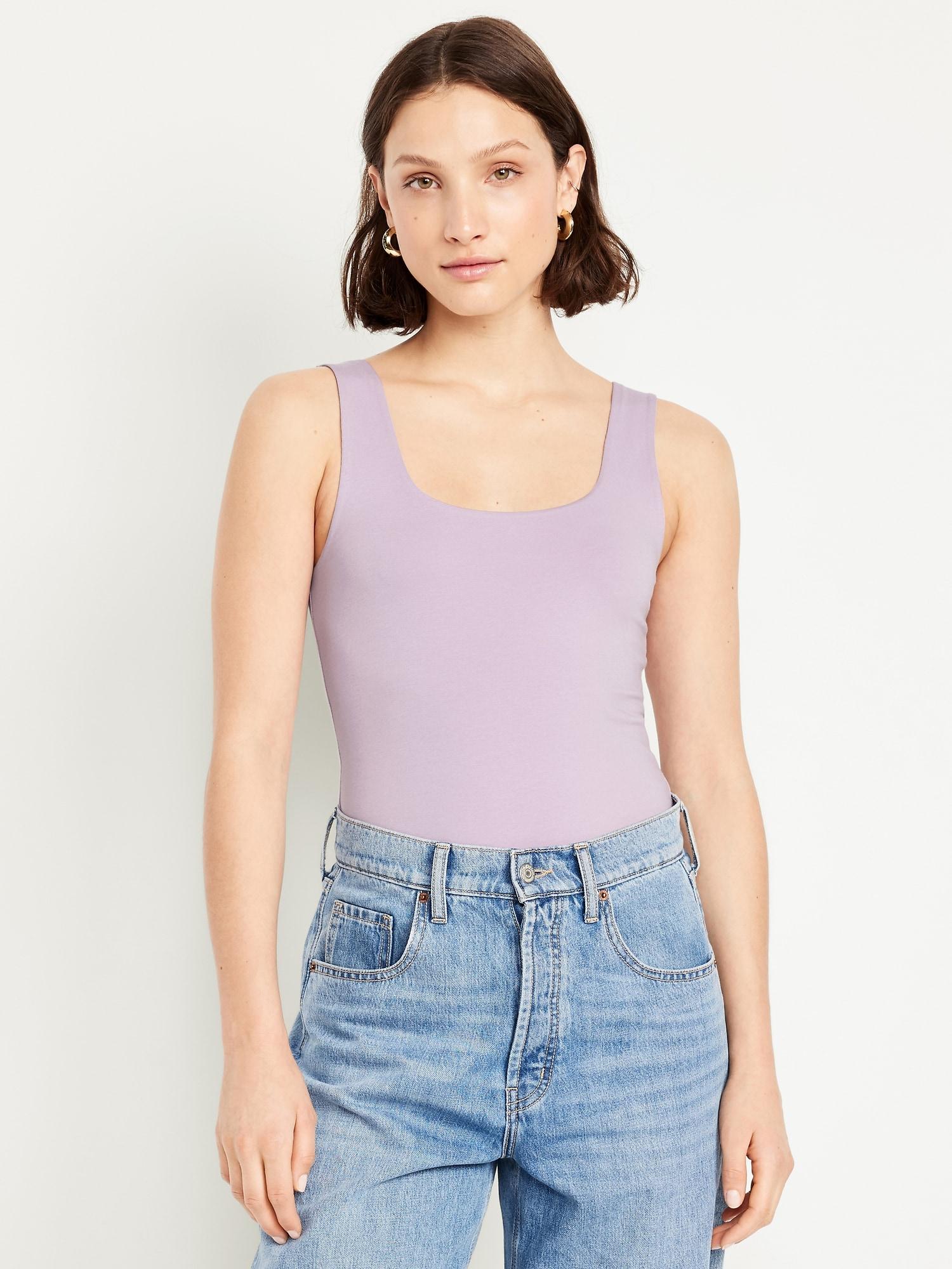 double-layer scoop-neck tank top