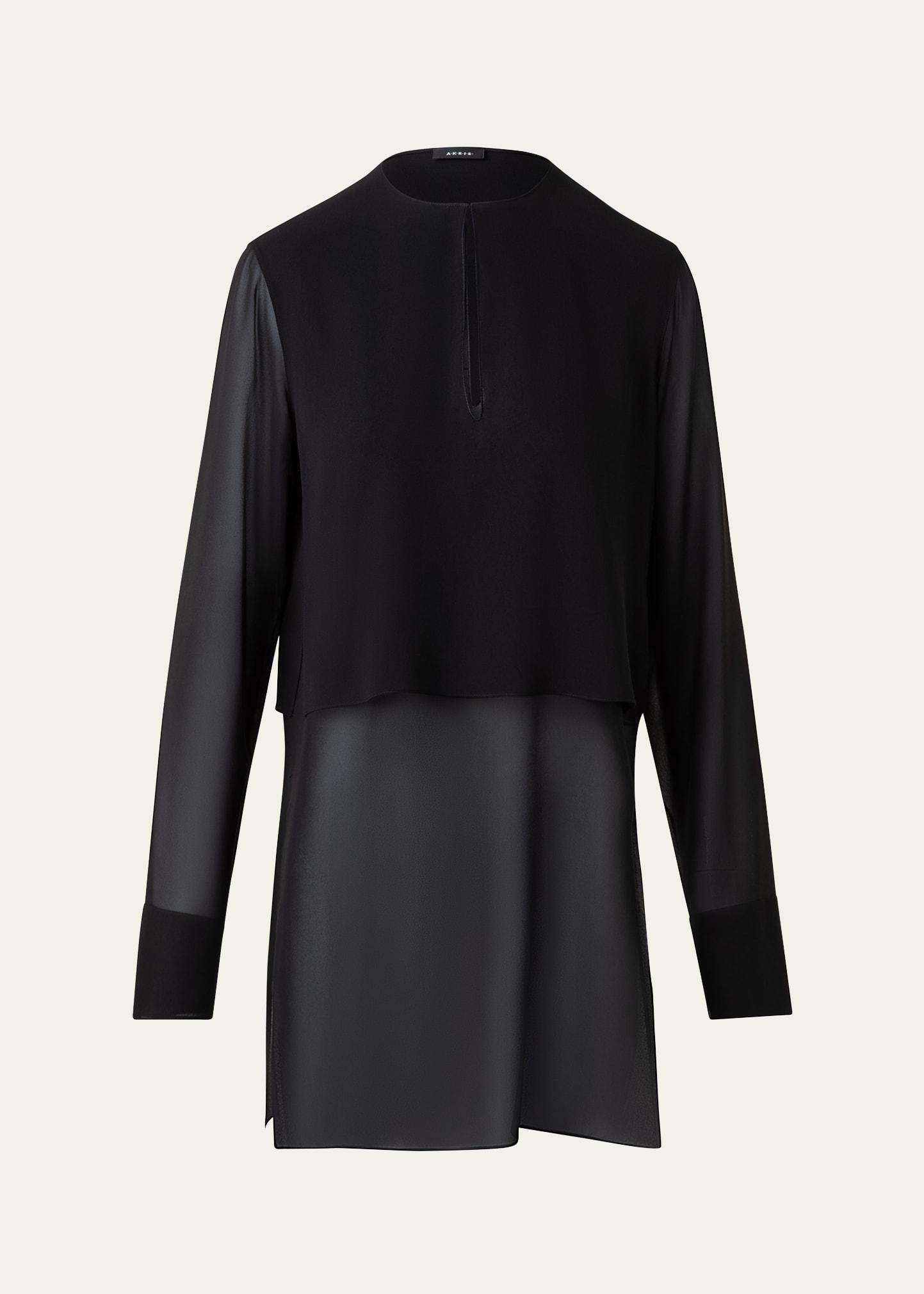 double layer silk crepe georgette tunic blouse