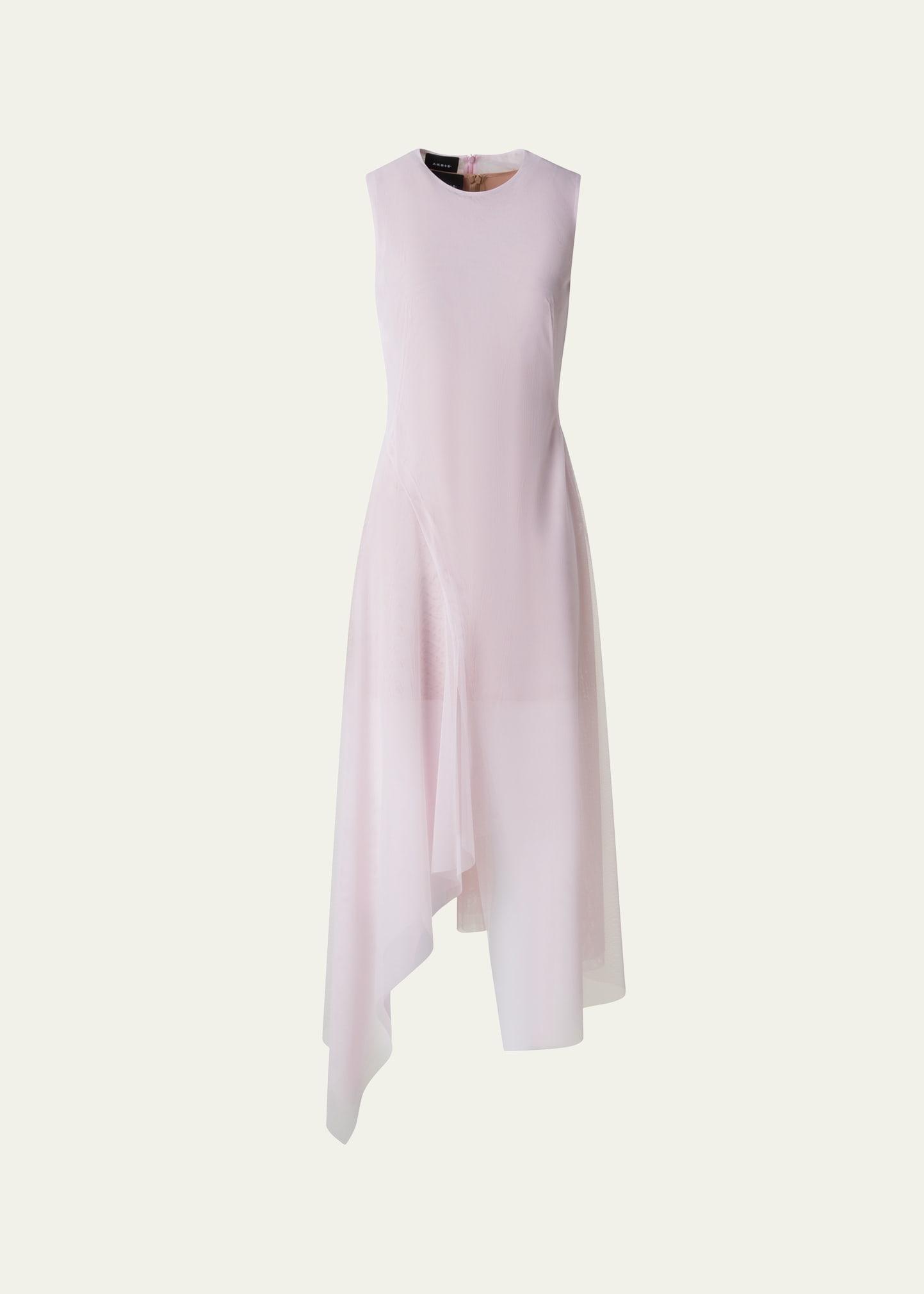 double layer techno tulle midi dress