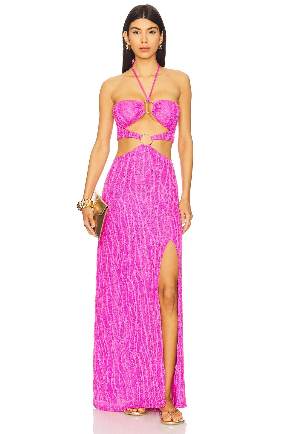 double loop bandeau long dress