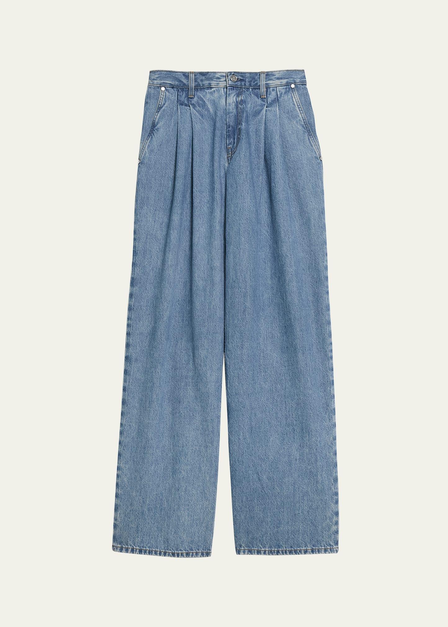 double pleated baggy jeans