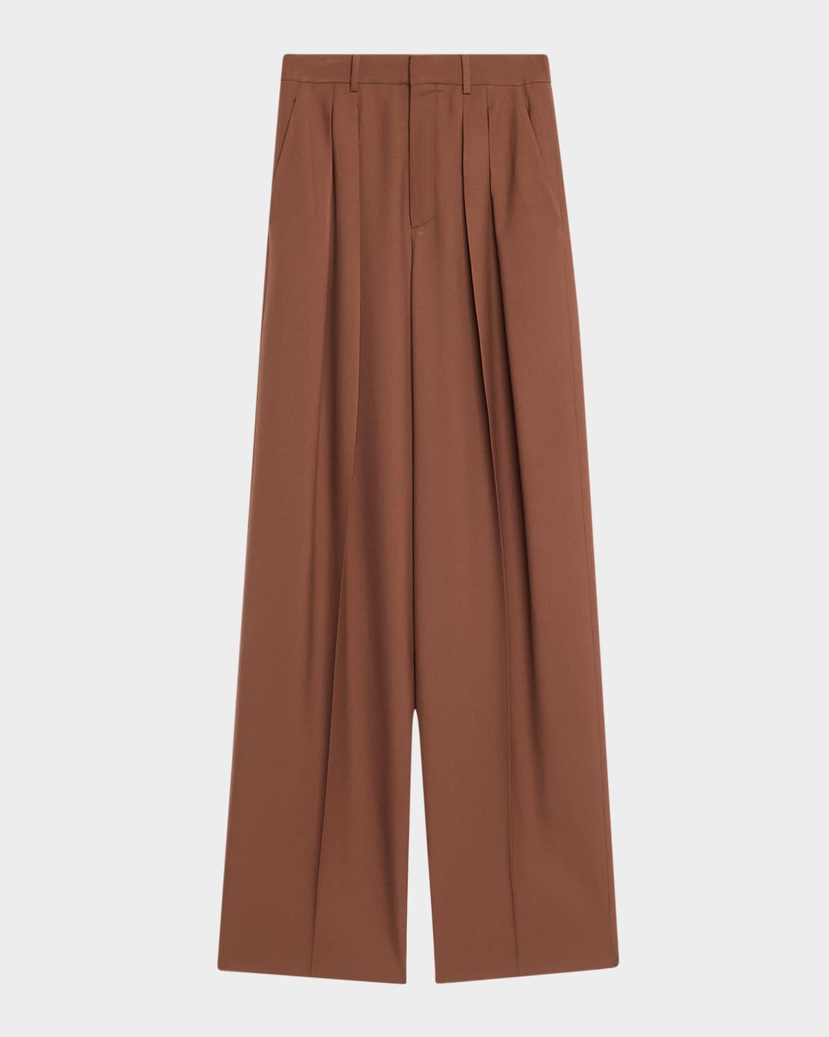 double-pleated straight-leg trousers