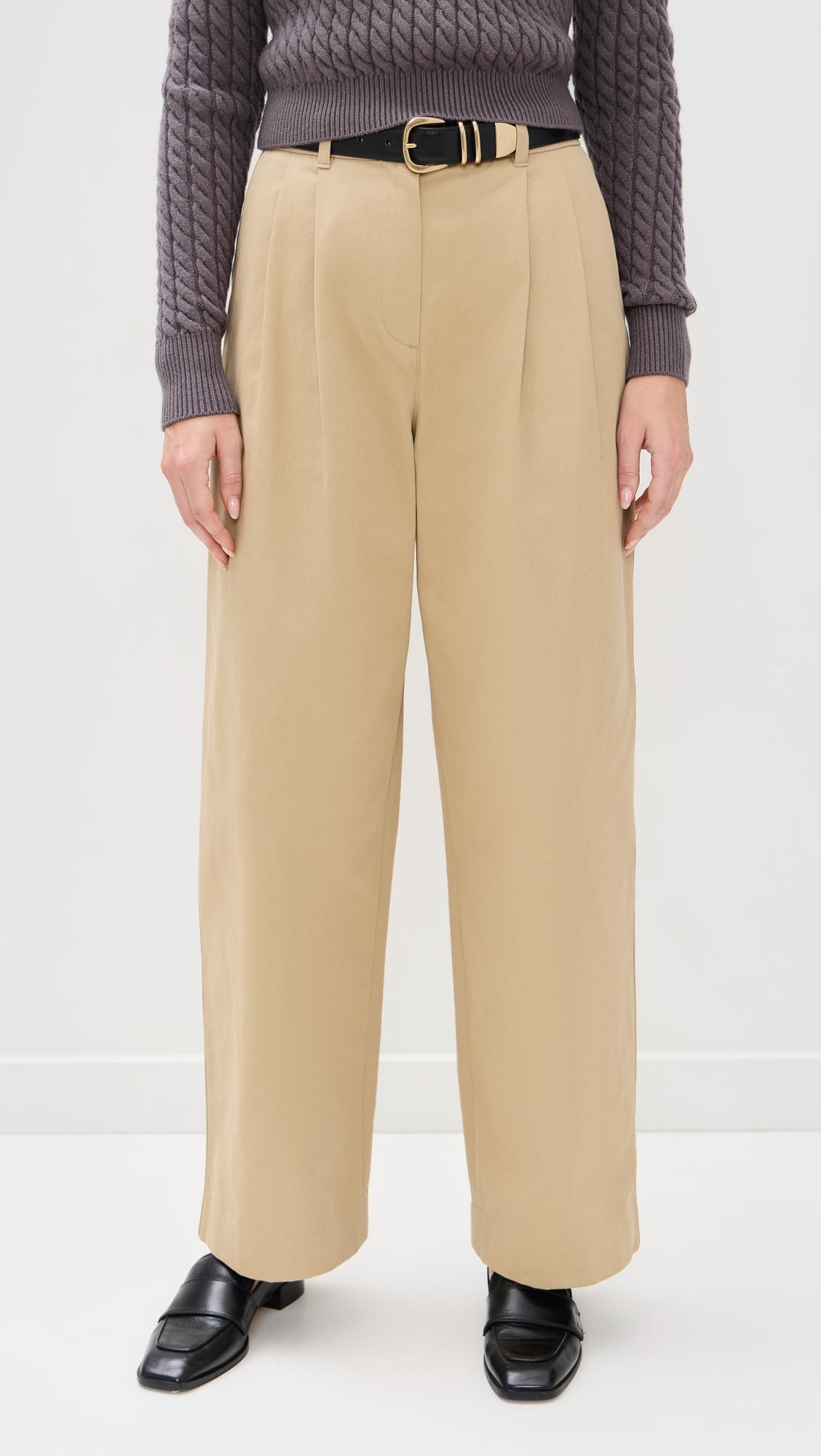 double pleated wide chino slacks