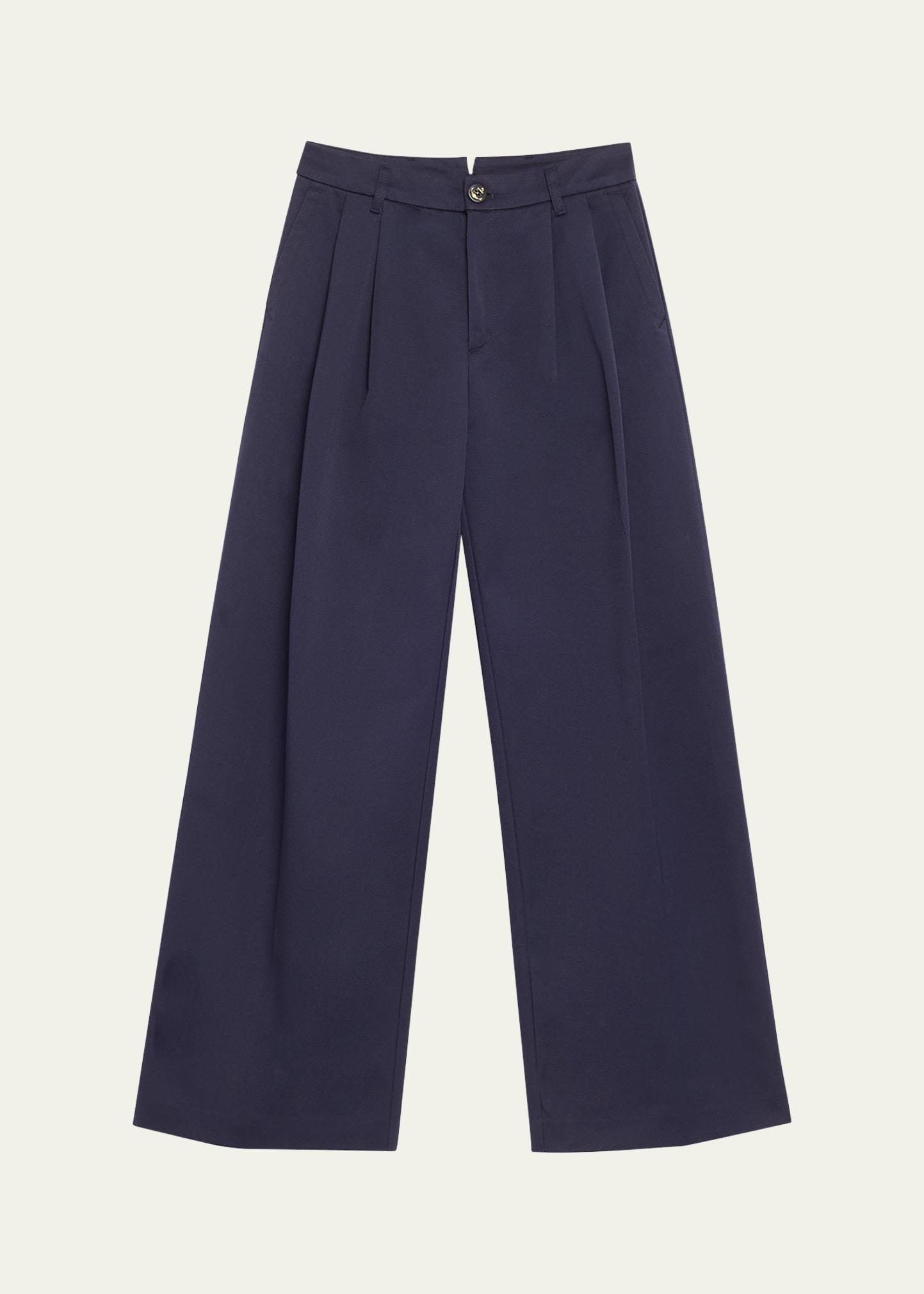 double pleated wide leg pants