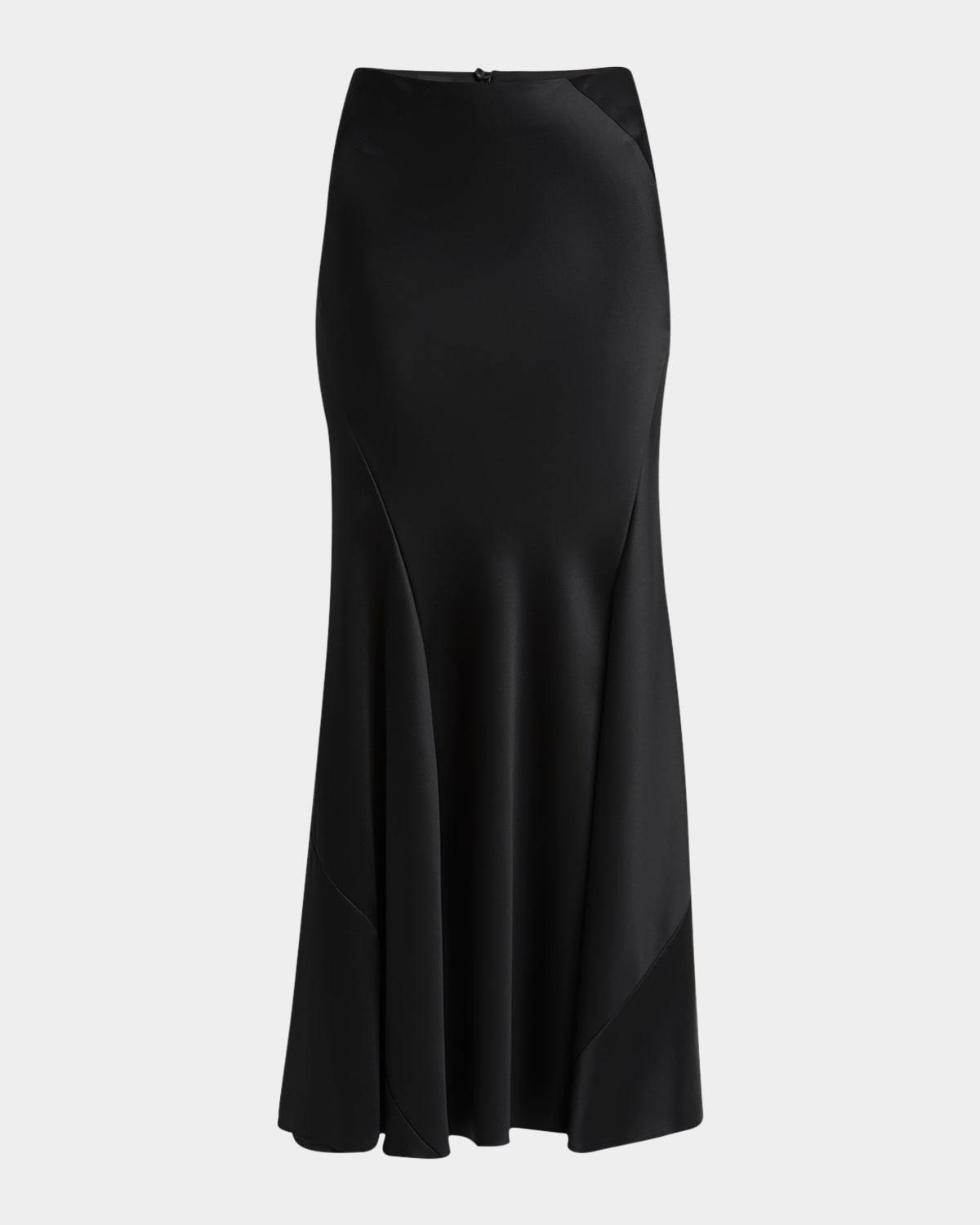 double silk satin maxi trumpet skirt