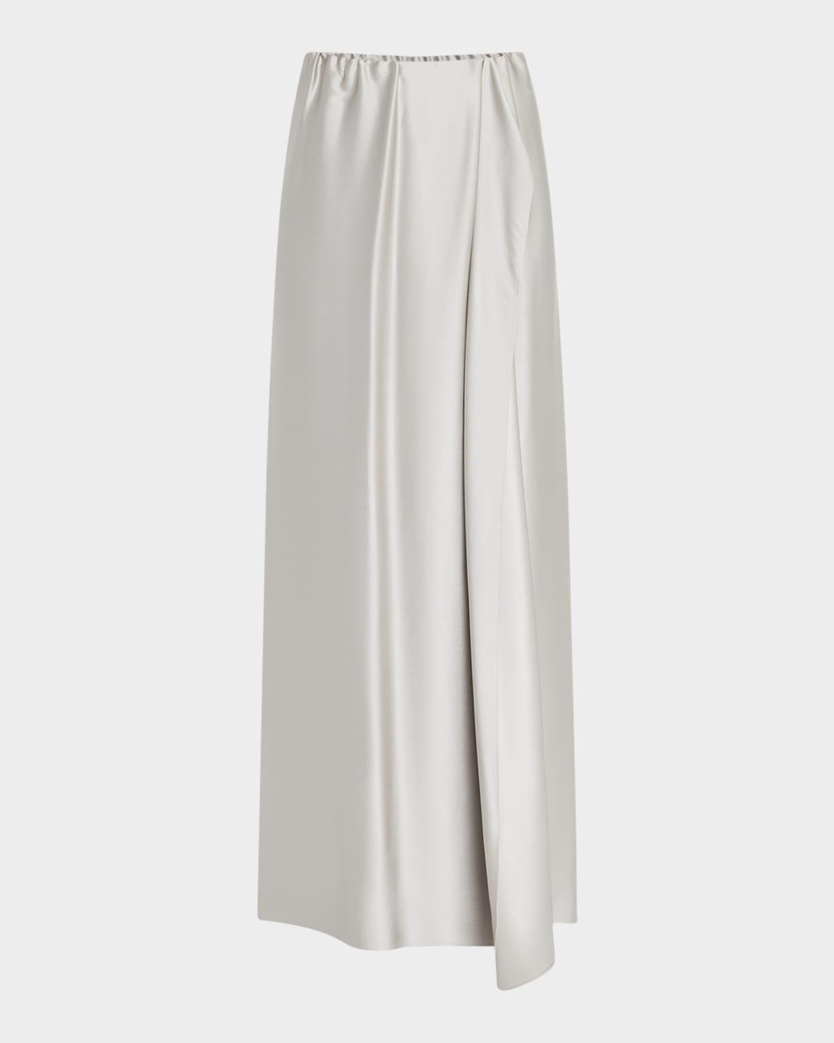 double silk satin maxi wrap skirt