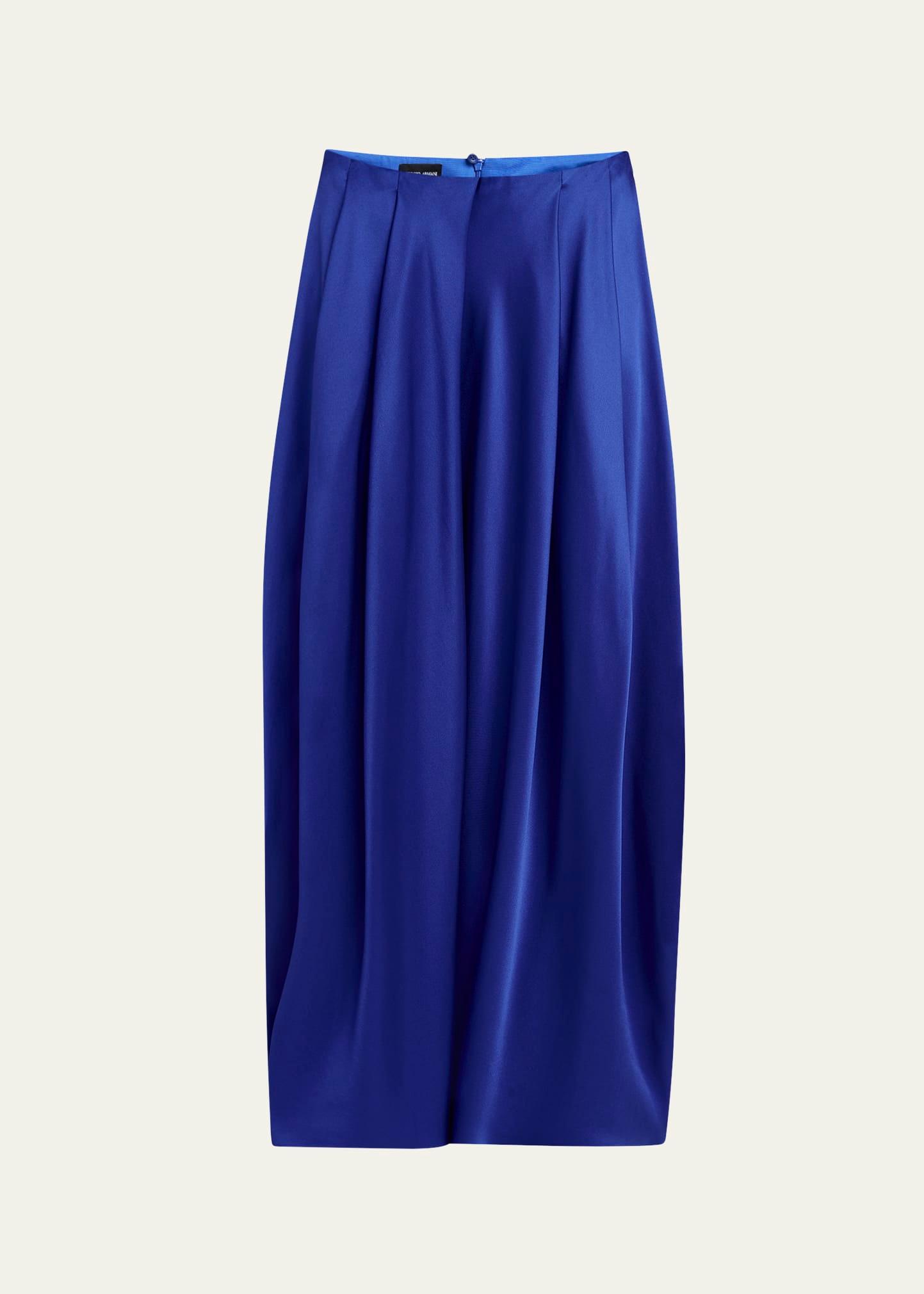 double silk satin pleated midi skirt
