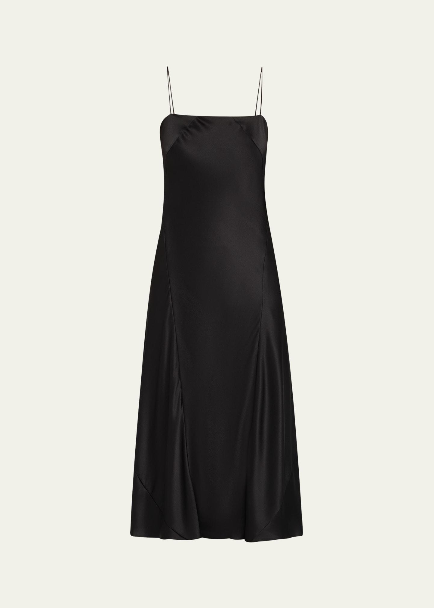 double silk satin spaghetti-strap midi dress