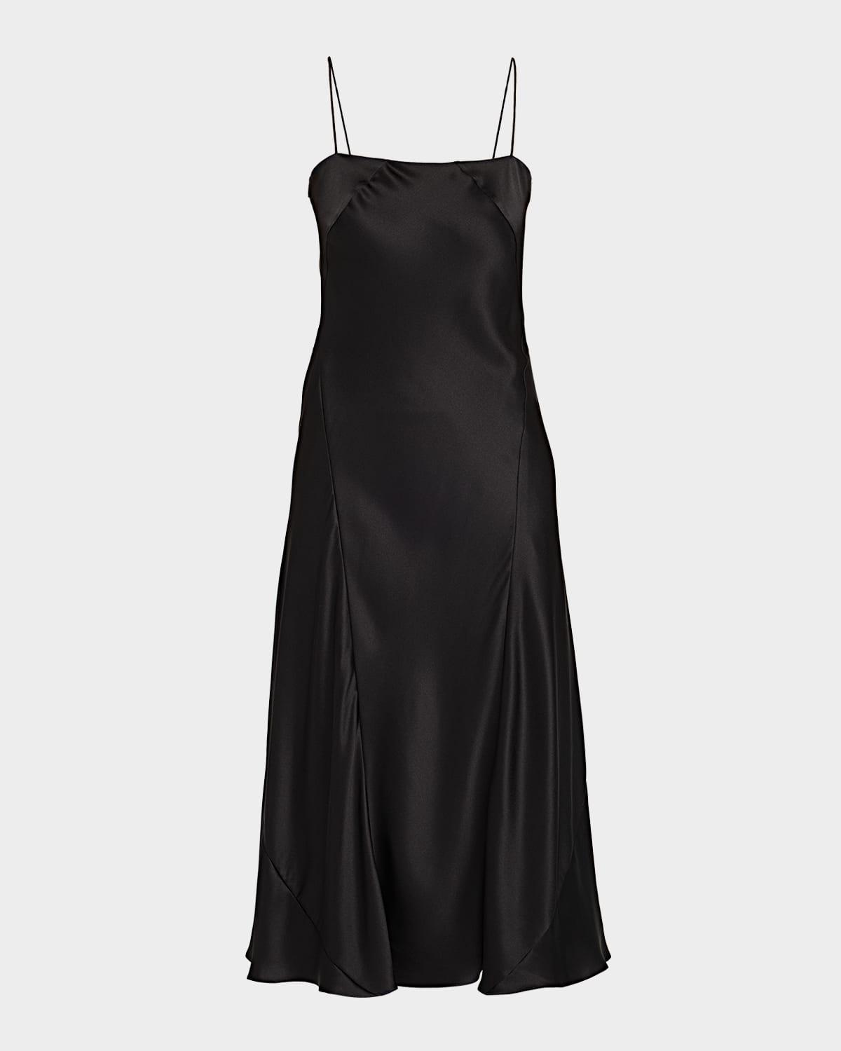 double silk satin spaghetti-strap midi dress