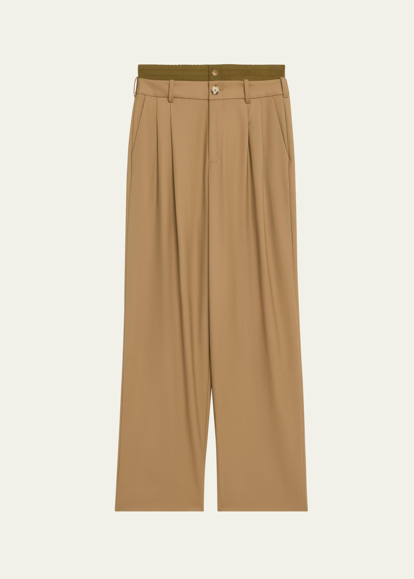 double waistband wool trousers