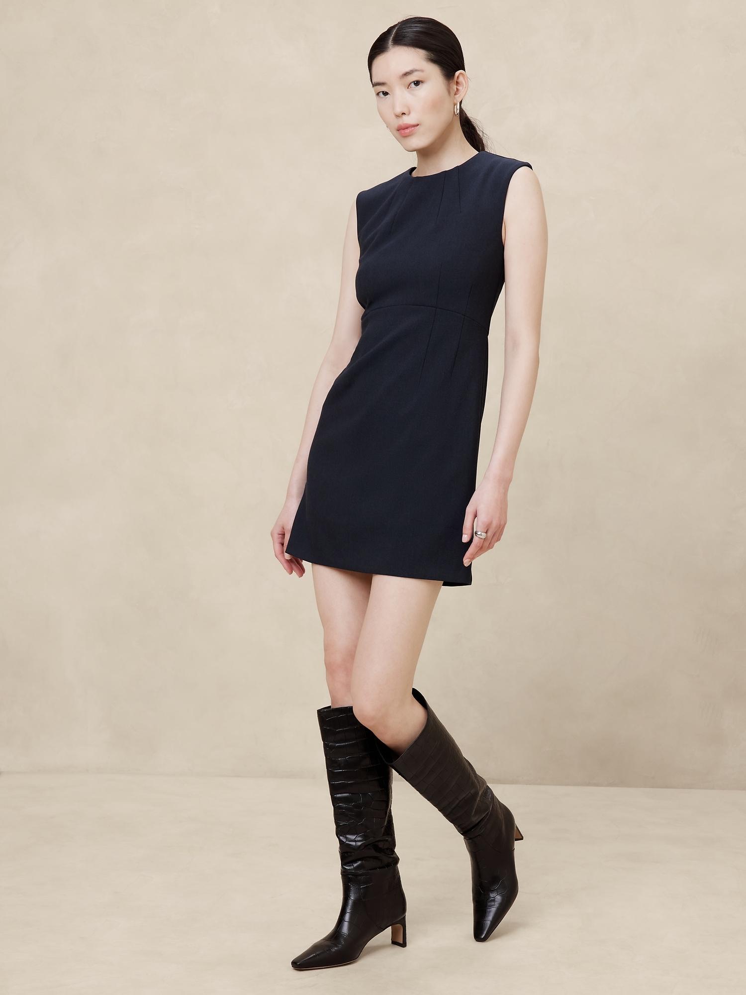 double weave sheath mini dress