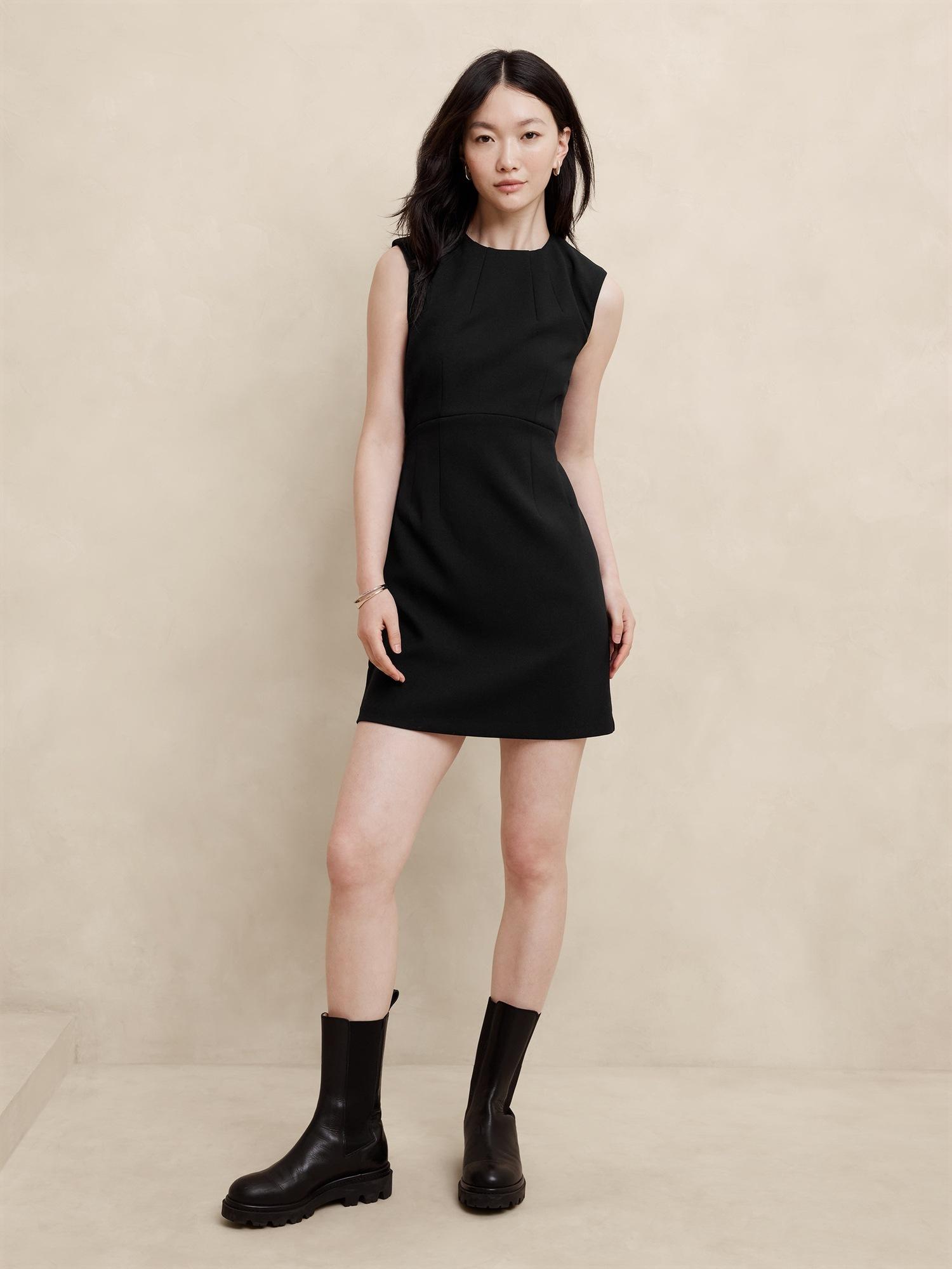 double weave sheath mini dress