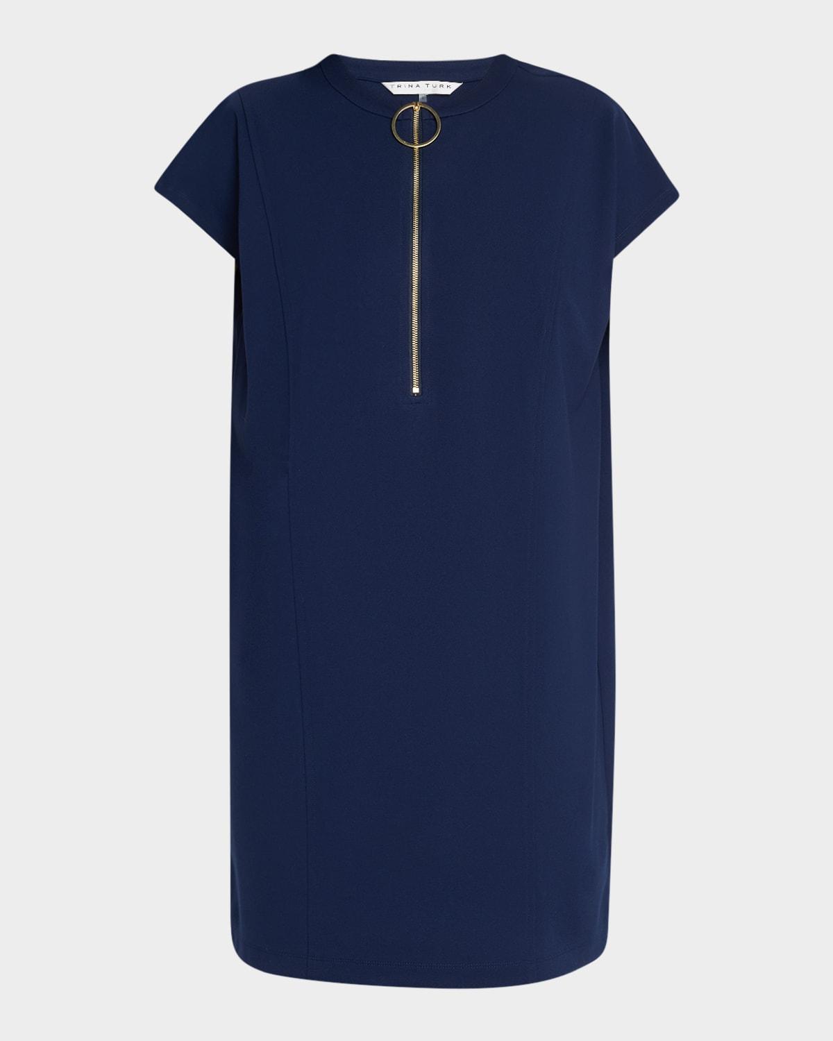 doubles zip-front mini shift dress