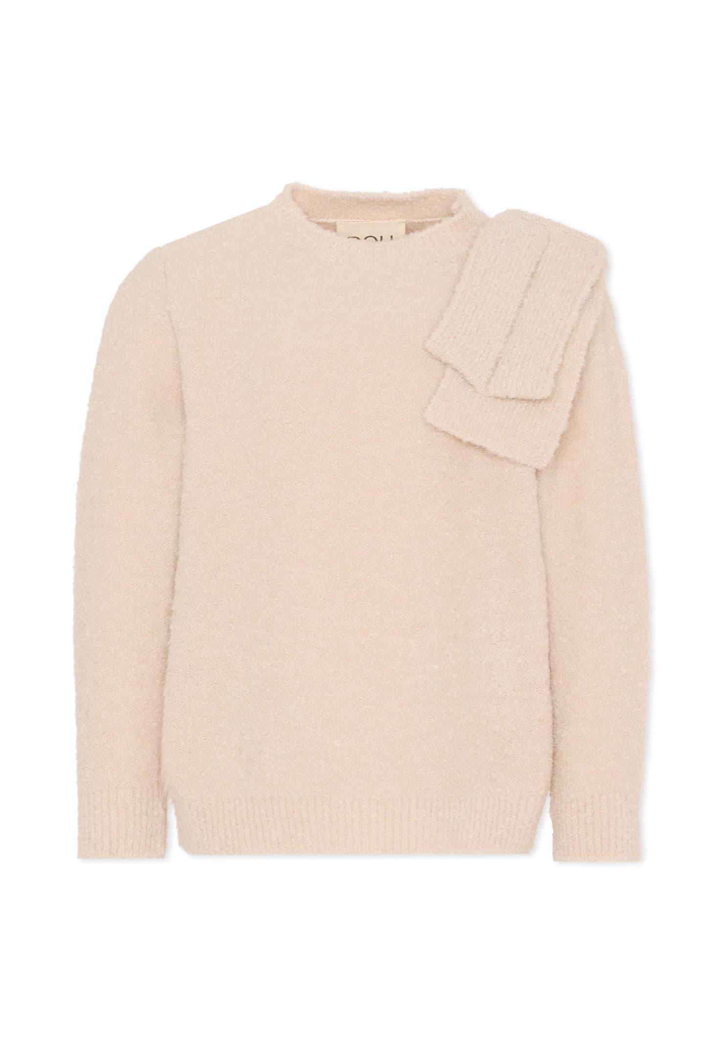 douuod beige sweater for girl with bow