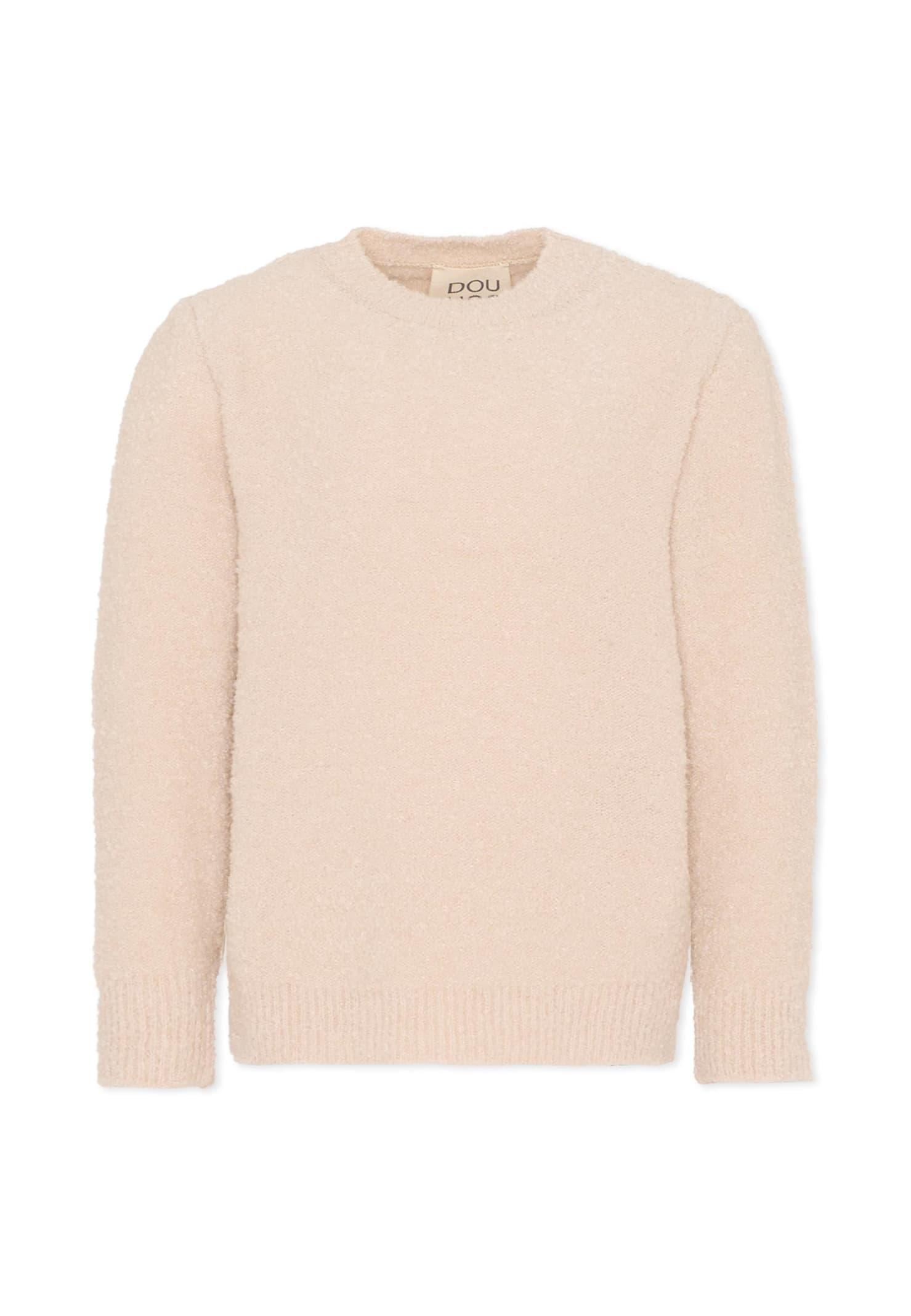 douuod beige sweater for girl with logo