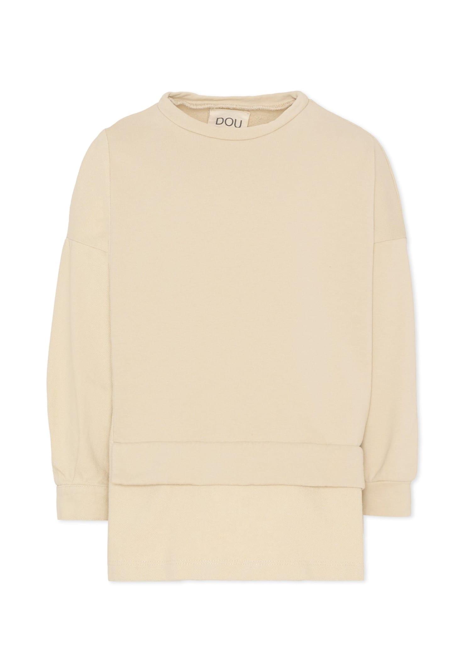 douuod beige sweatshirt for girl with logo