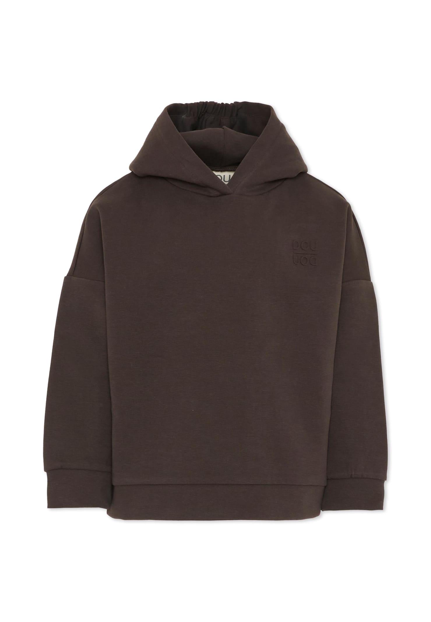 douuod brown sweatshirt for girl with logo