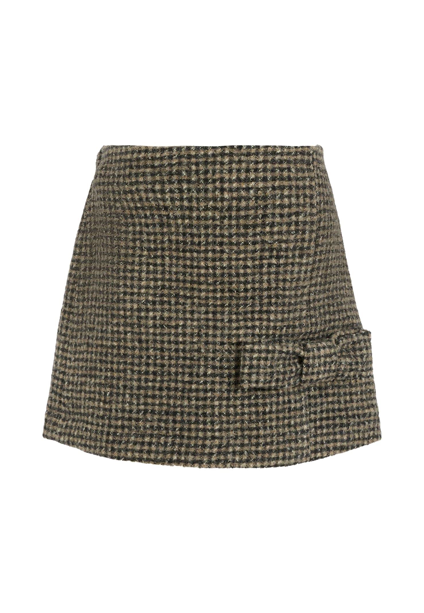 douuod brwon skirt for girl with bow and logo