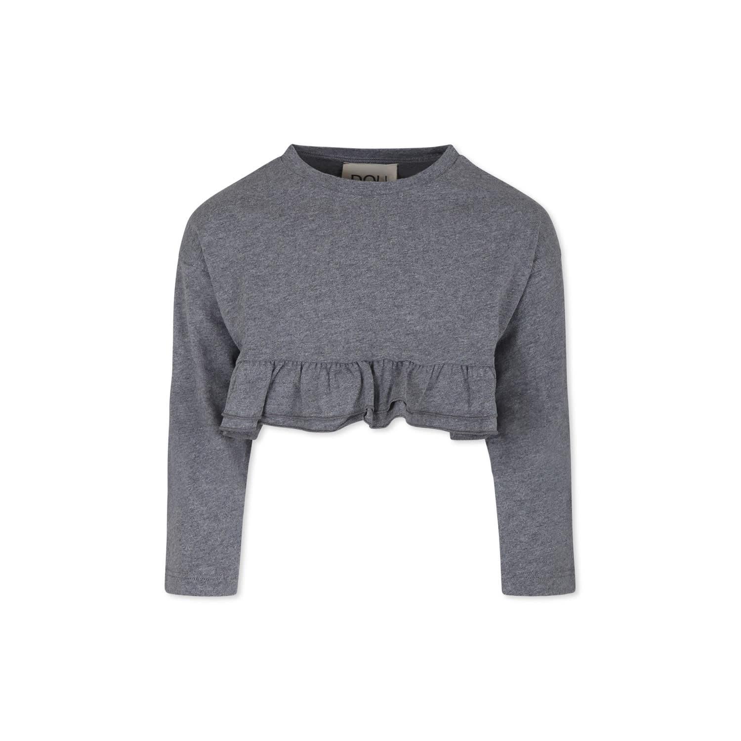douuod grey crop t-shirt for girl with logo