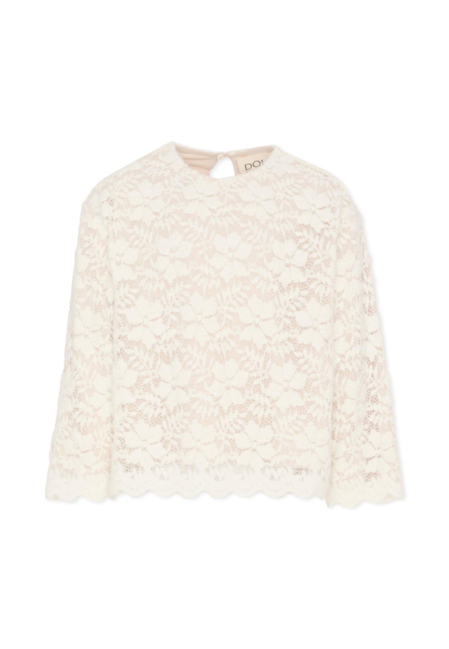 douuod ivory shirt for girl with floral motif