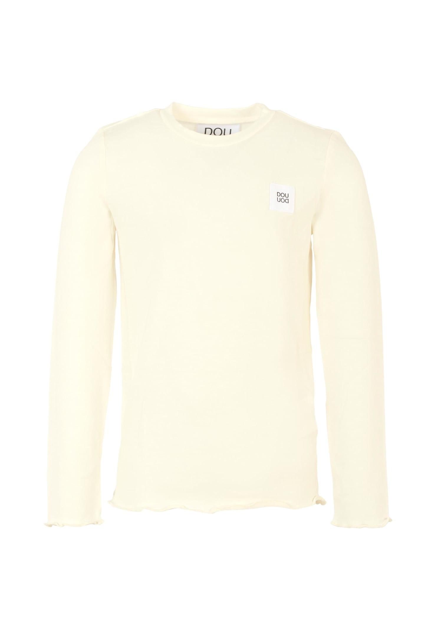 douuod ivory t-shirt for girl with logo patch