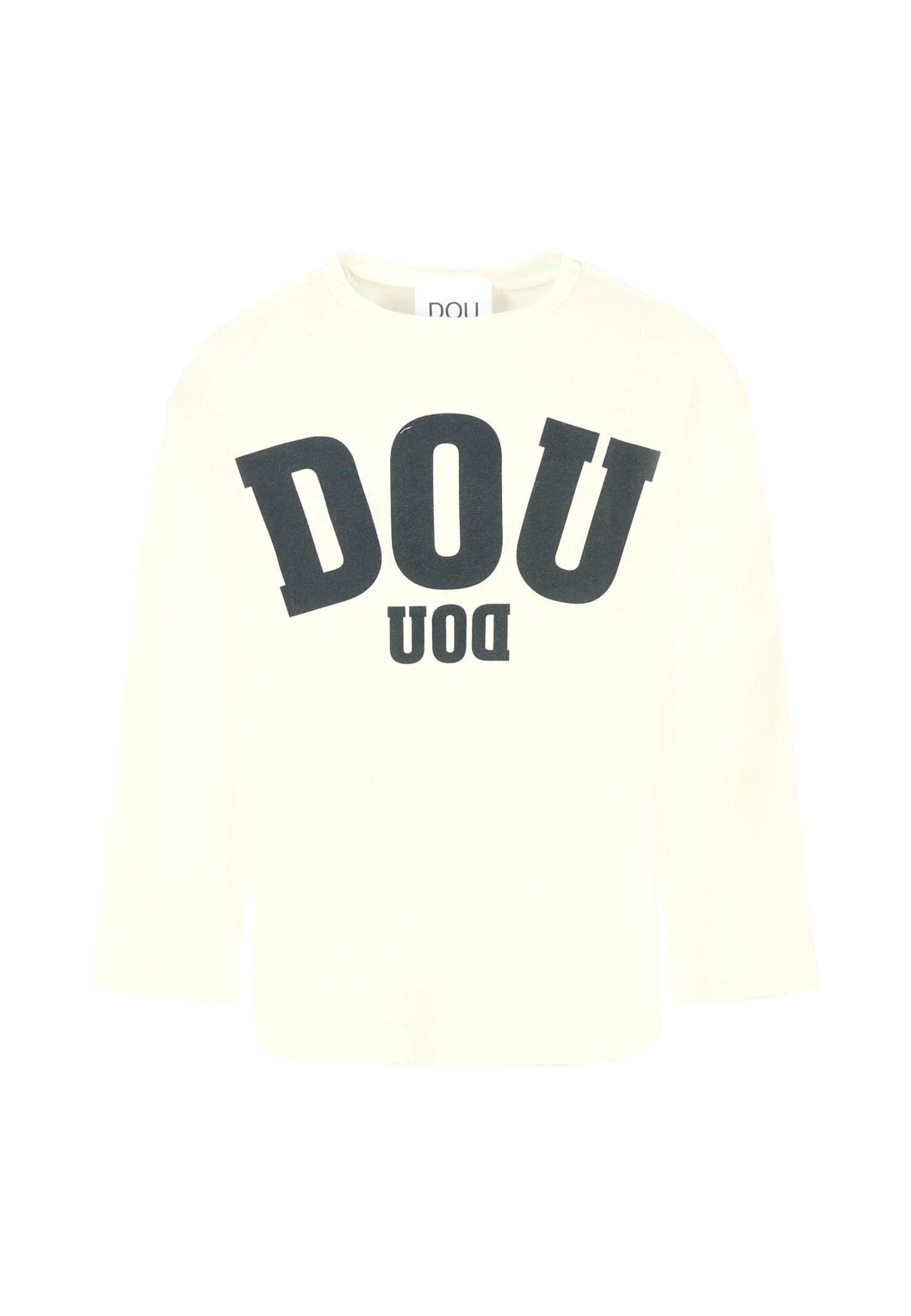 douuod ivory t-shirt for girl with logo