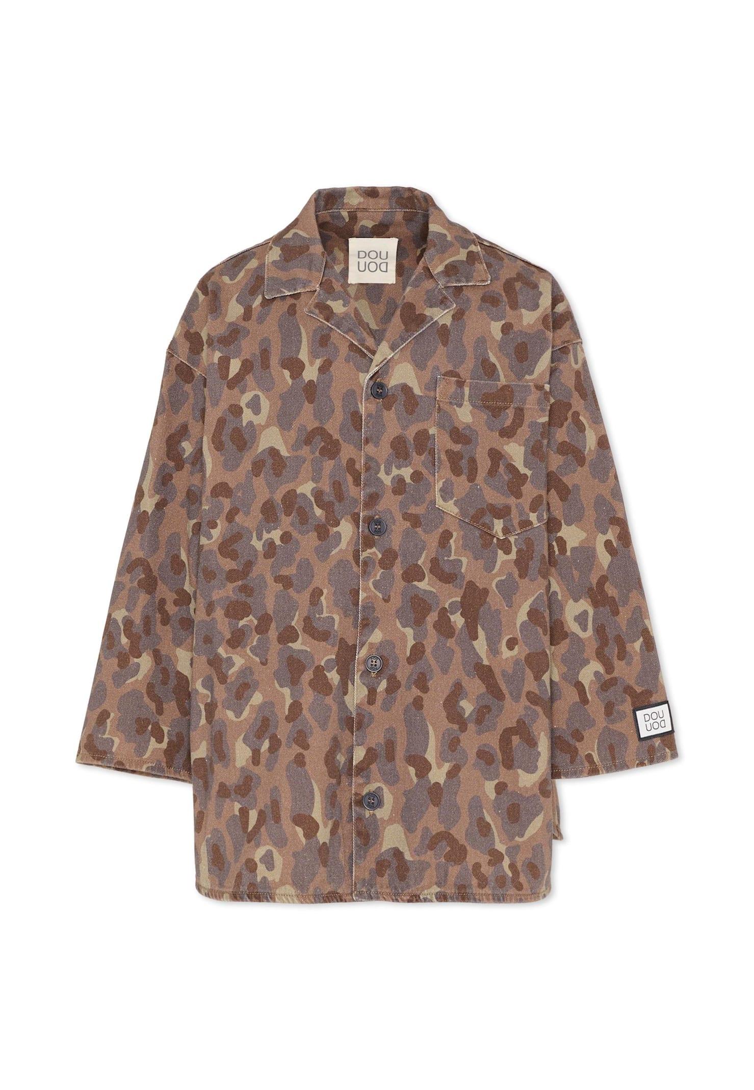 douuod multicolor jacket for girl with camouflage print