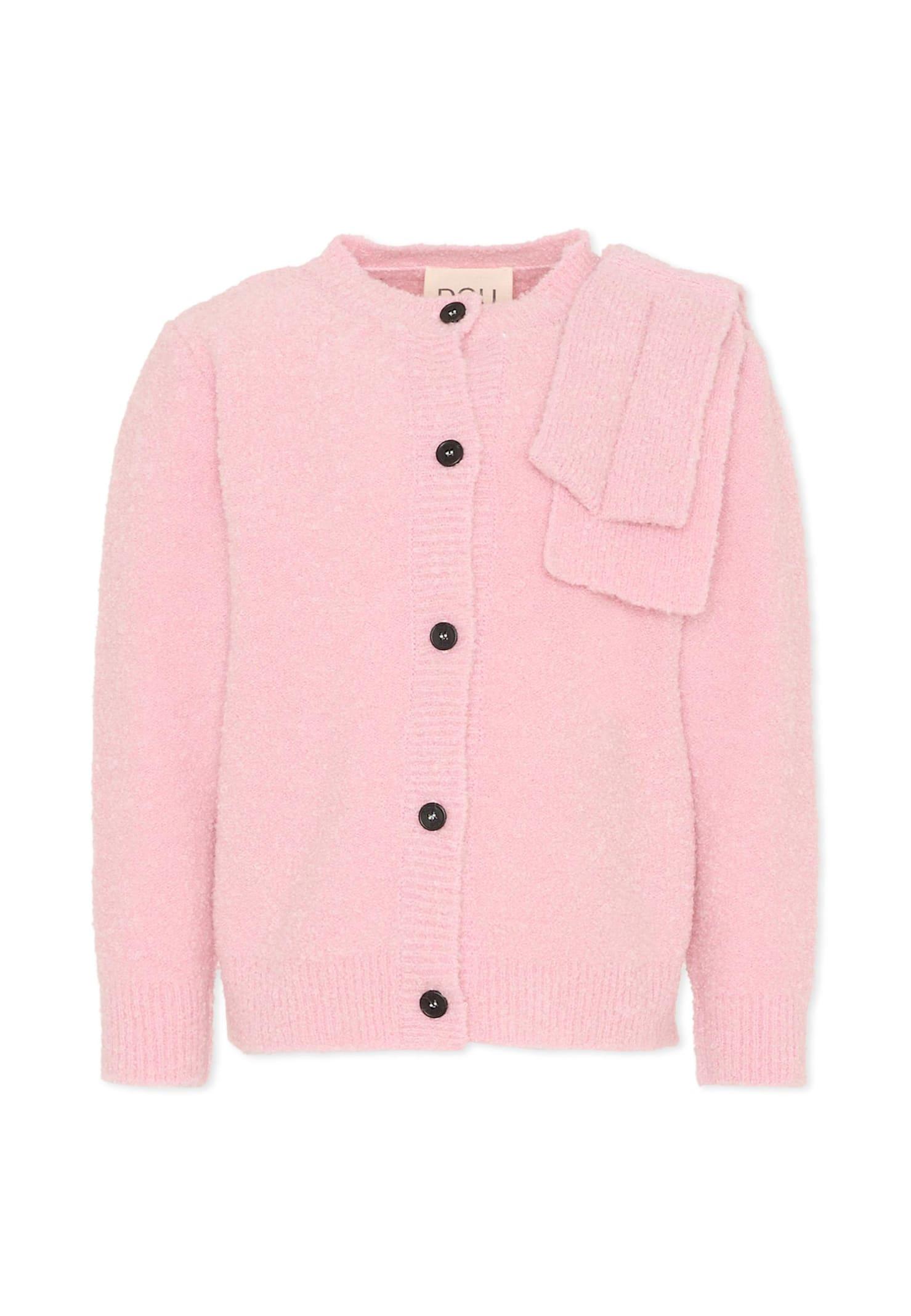 douuod pink cardigan for girl with bow