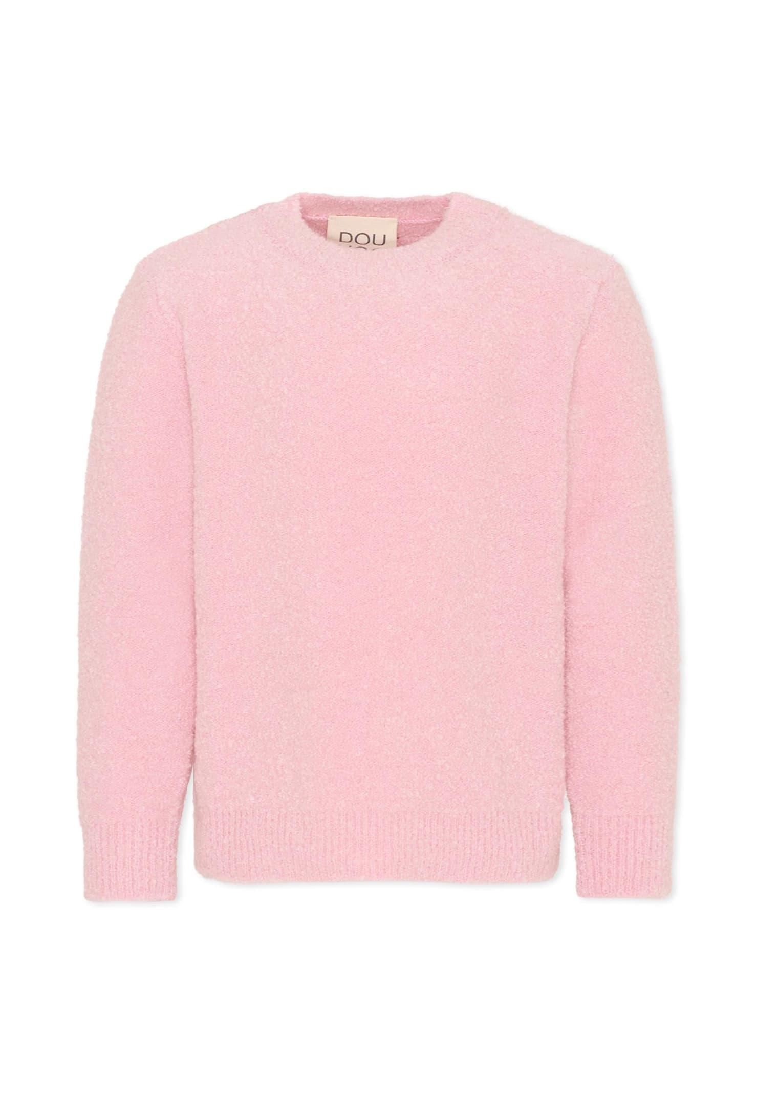 douuod pink sweater for girl with logo