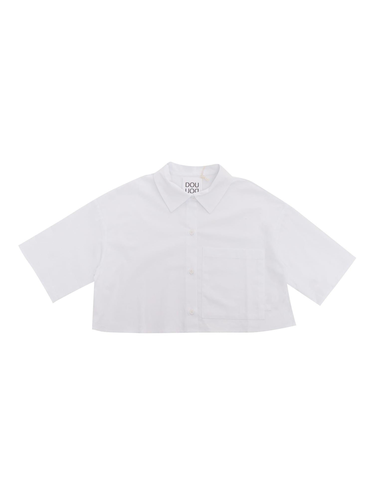 douuod white cropped shirt