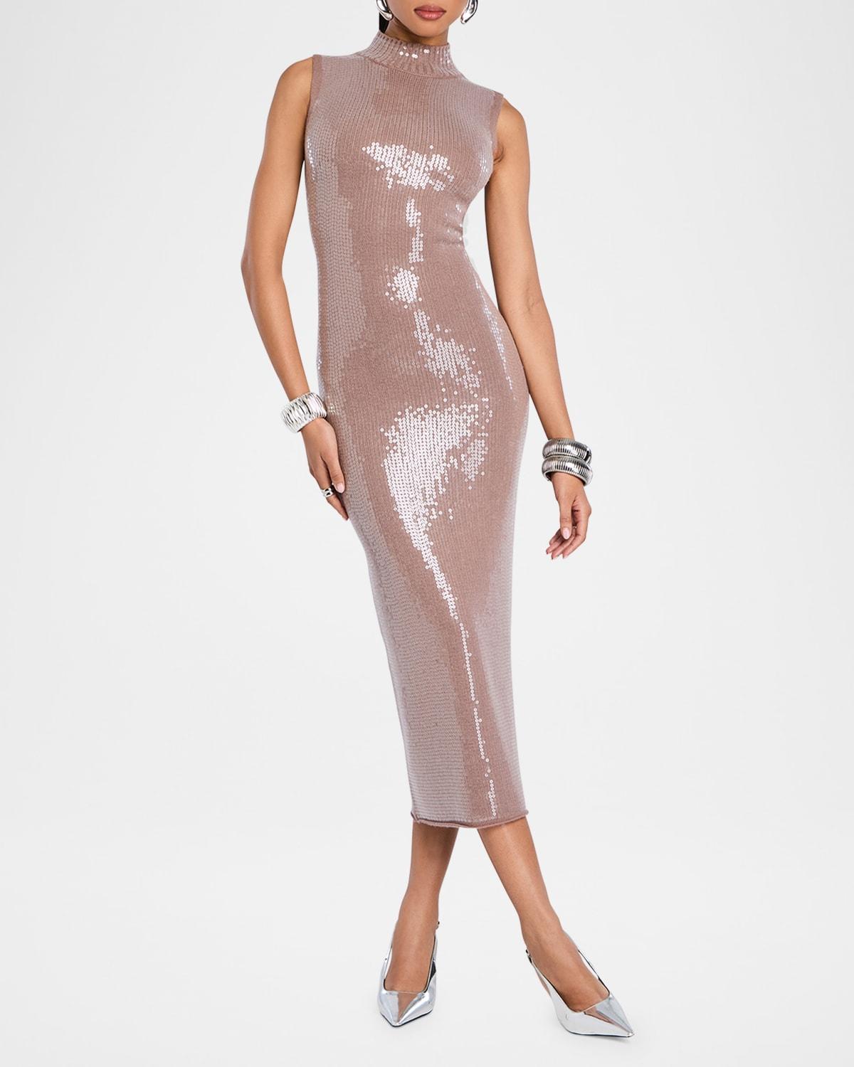 dove sequined midi dress