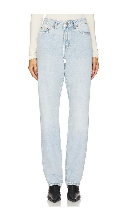 dr. denim arch straight leg jeans in blue.