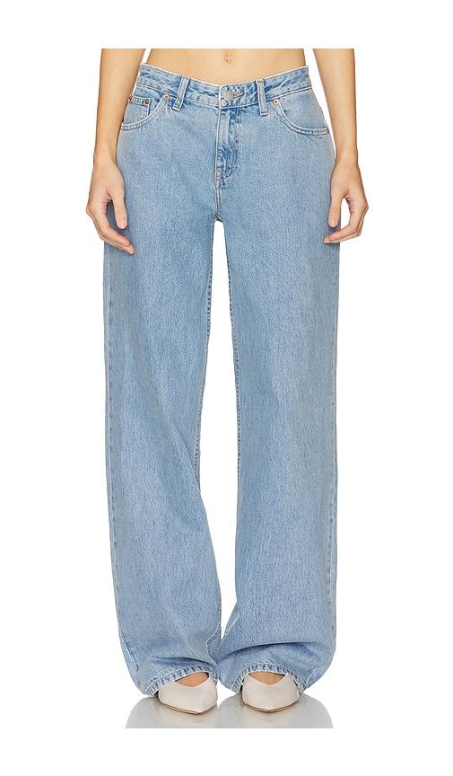 dr. denim hill wide leg jeans in blue.