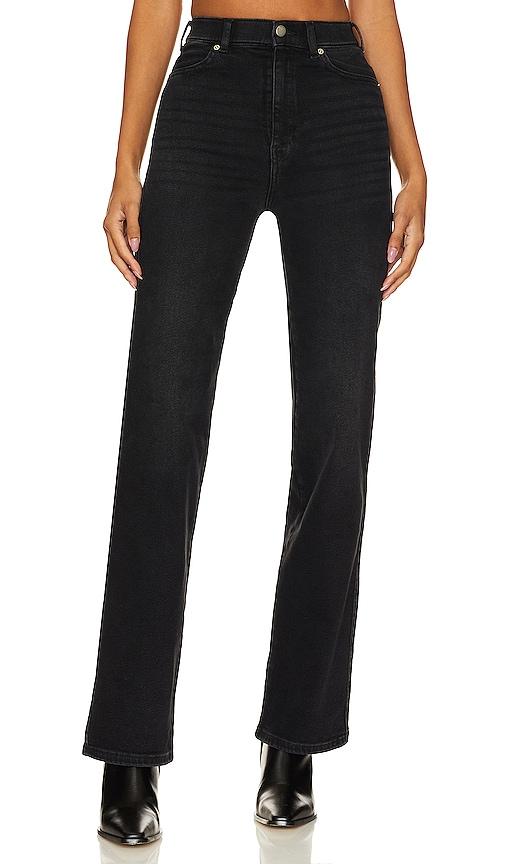 dr. denim moxy straight jeans in black.