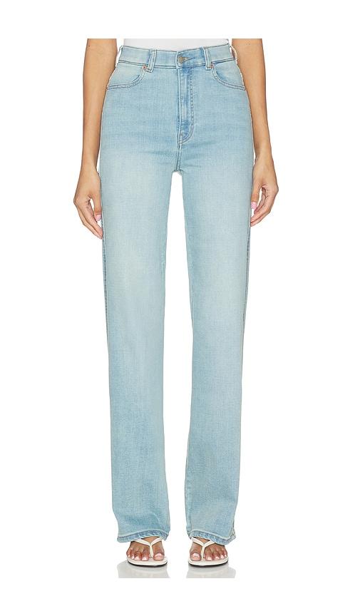 dr. denim moxy straight jeans in blue.