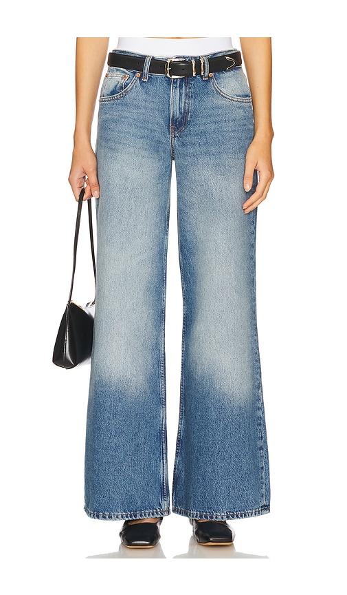 dr. denim rhue low rise wide jeans in blue.