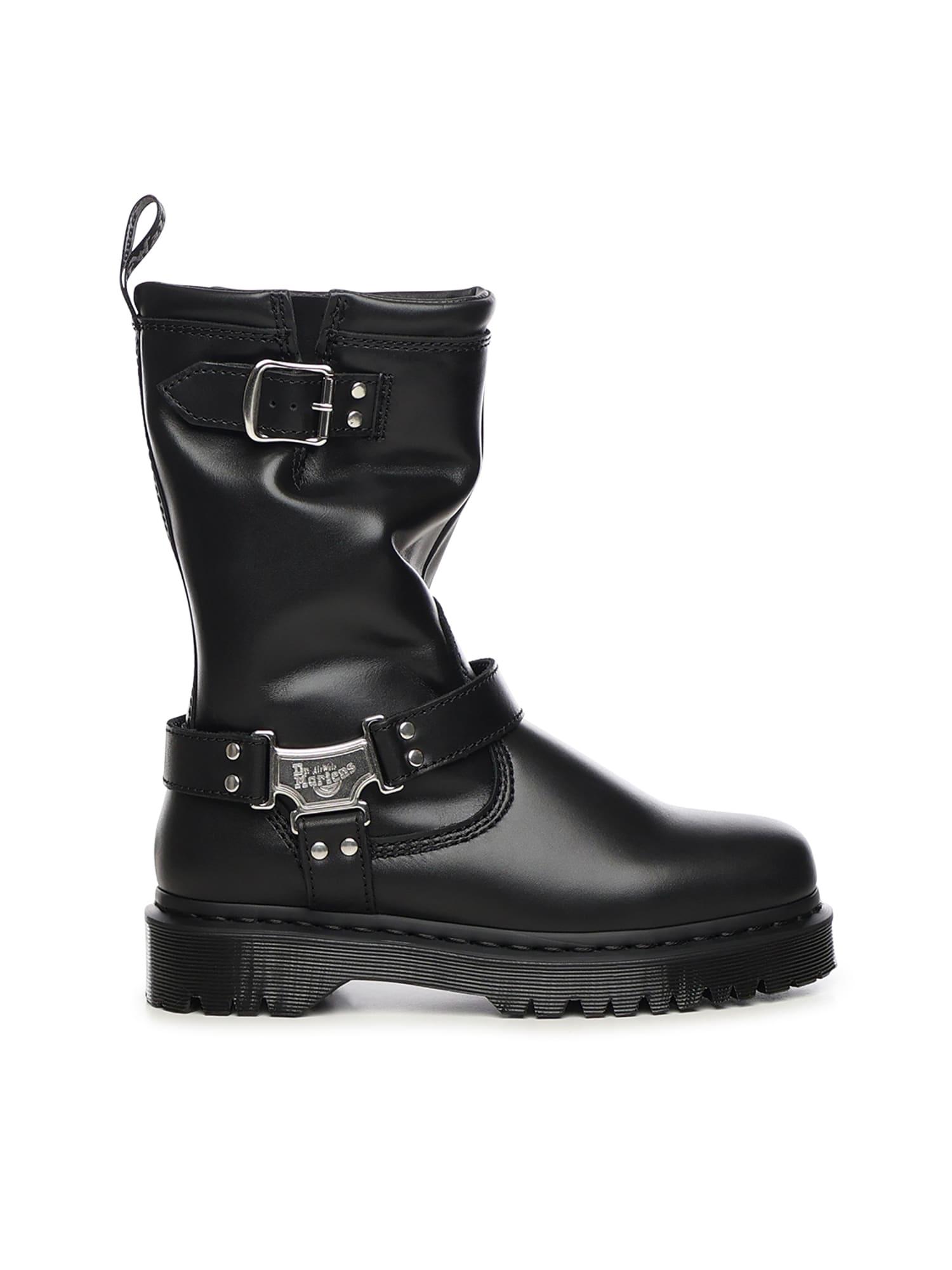 dr. martens anistone hi leather biker boots