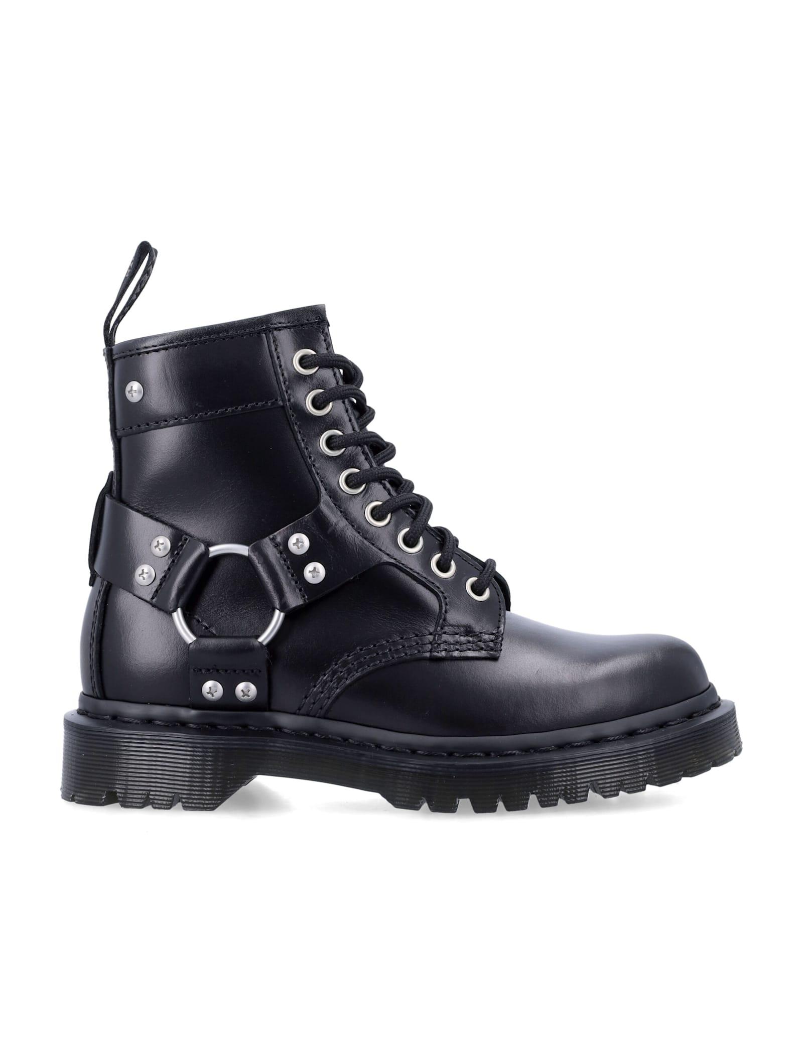 dr. martens black leather 1460 harness boots