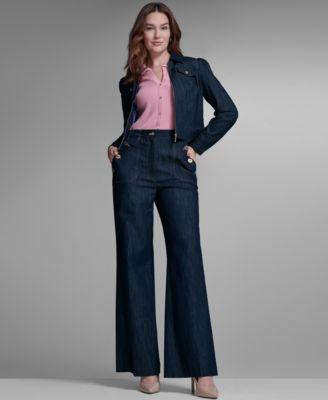 draft tommy hilfiger womens denim zip trucker jacket denim sailor pants