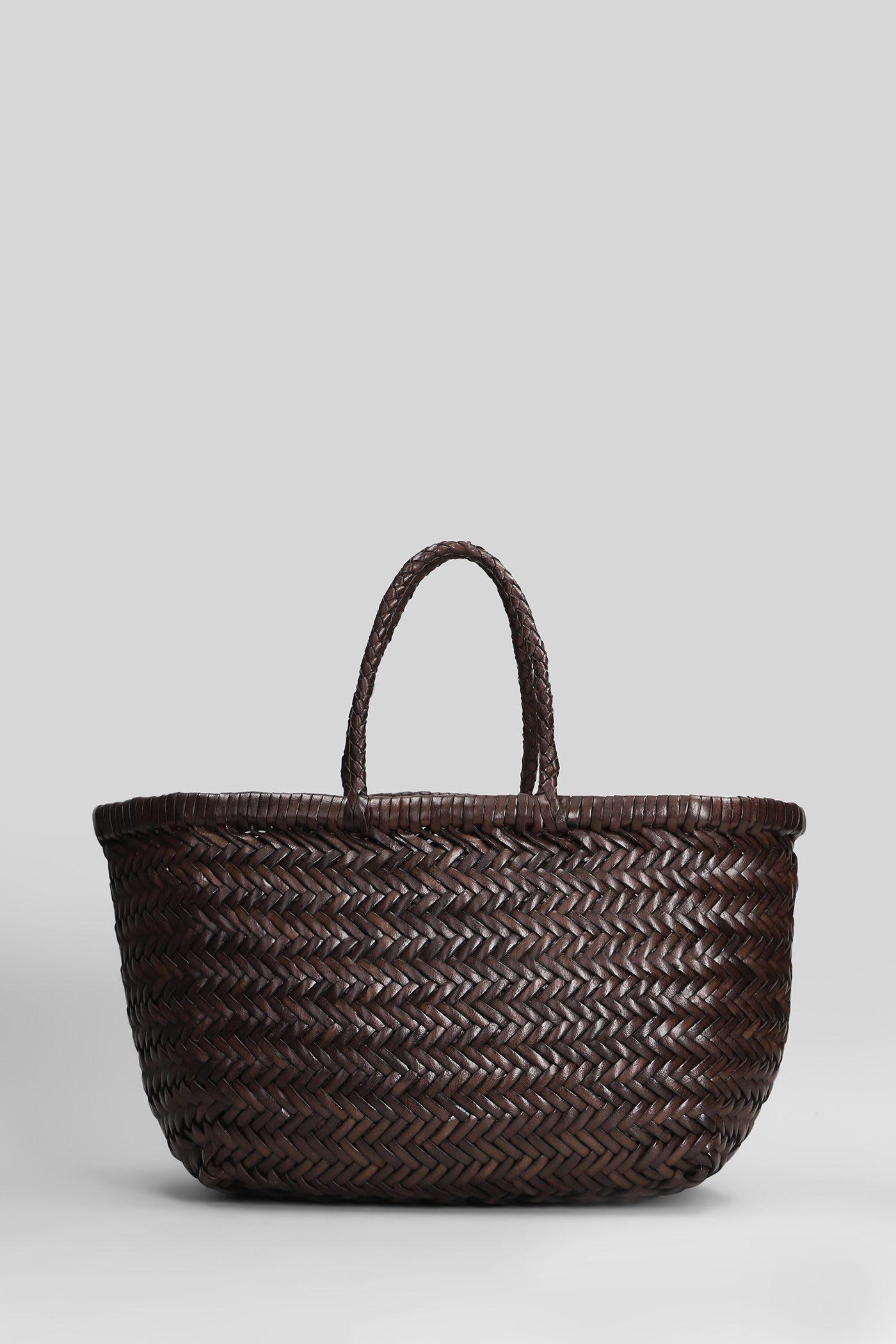 dragon diffusion bamboo 3 jump small tote in brown leather