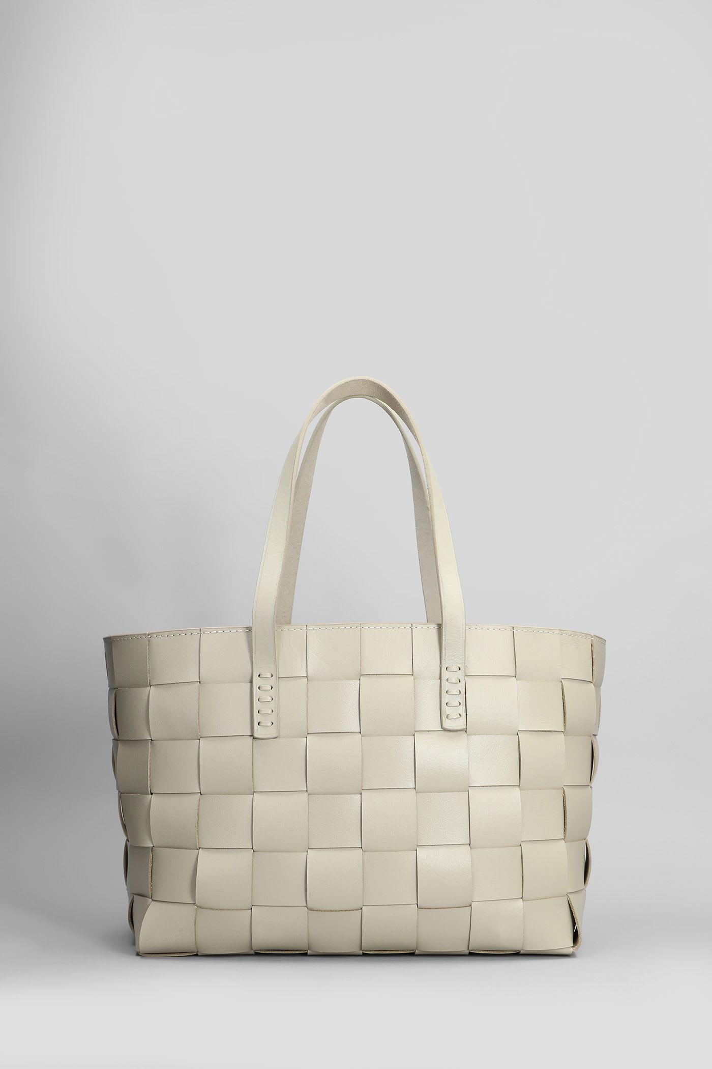 dragon diffusion box weave basket tote in beige leather