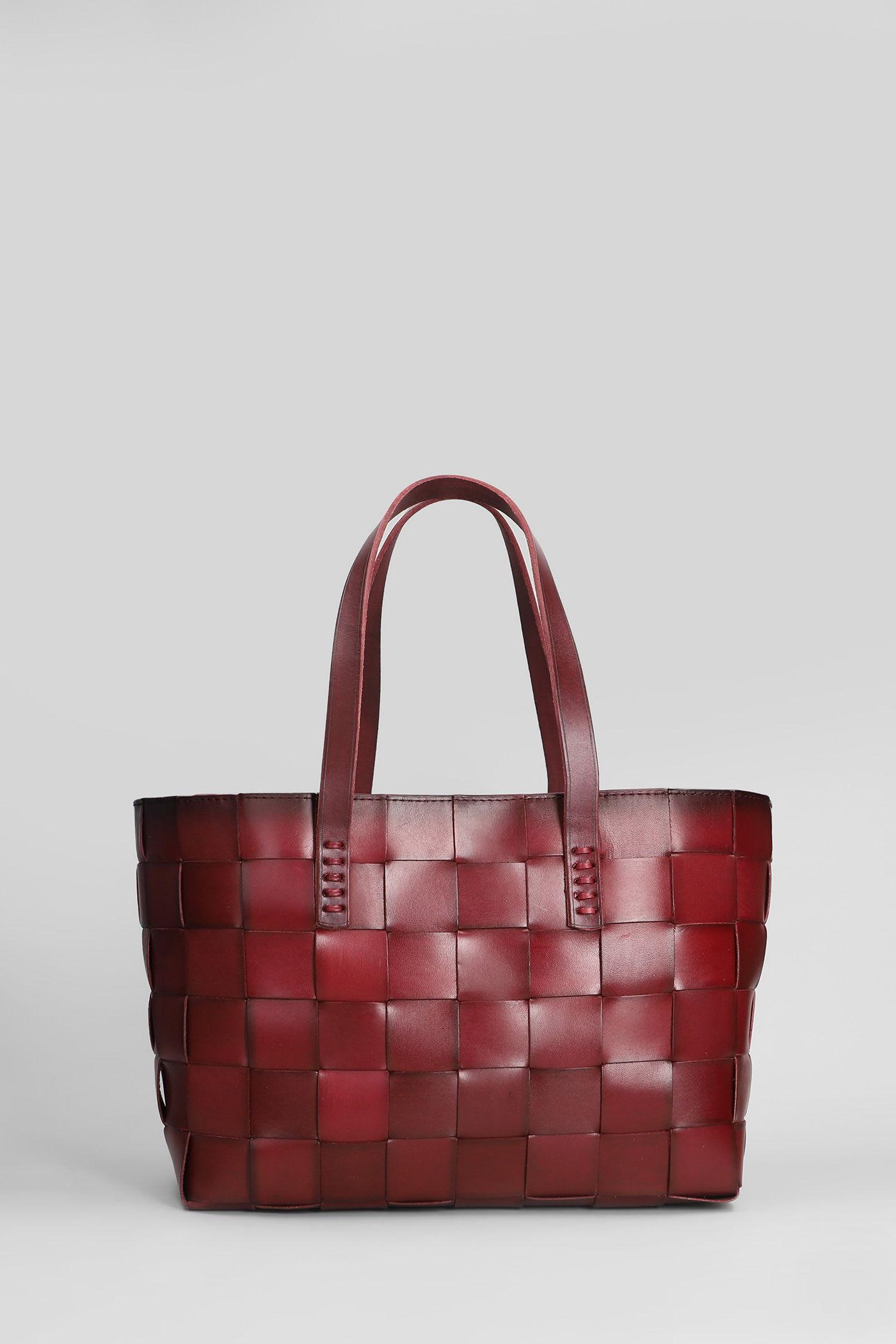dragon diffusion box weave basket tote in bordeaux leather