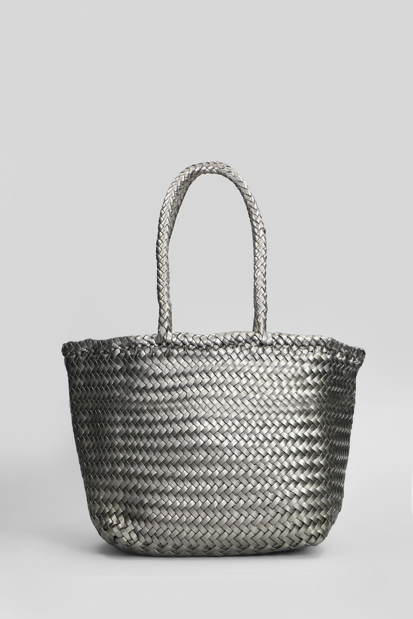 dragon diffusion grace basket small tote in gunmetal leather