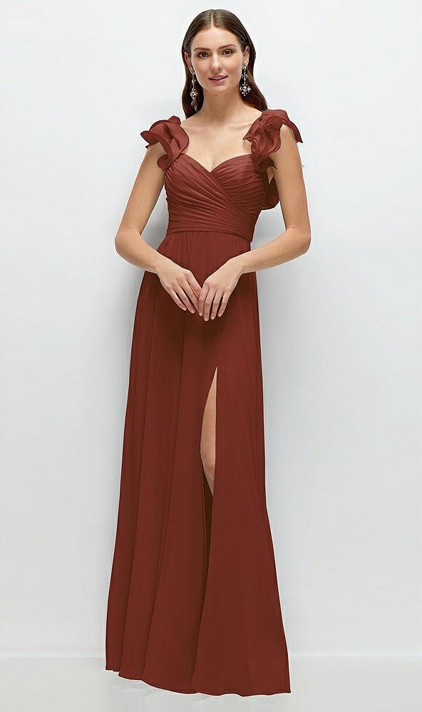 dramatic ruffle edge strap chiffon maxi dress