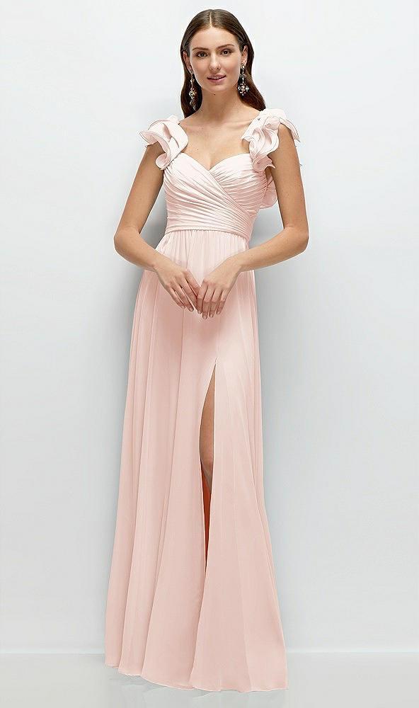 dramatic ruffle edge strap chiffon maxi dress