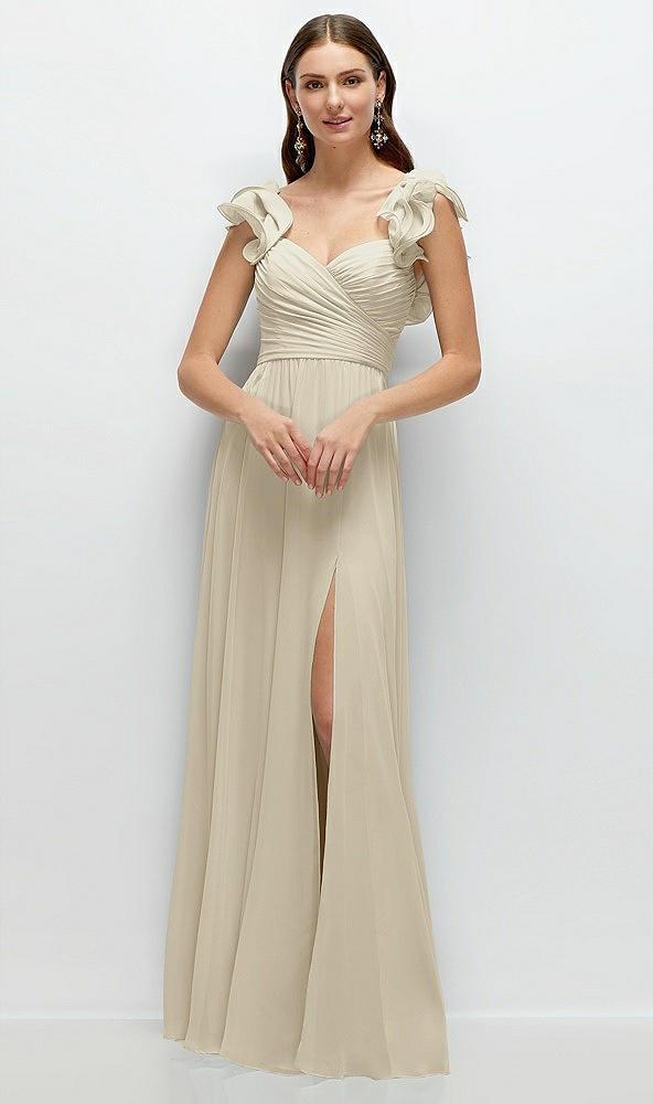 dramatic ruffle edge strap chiffon maxi dress