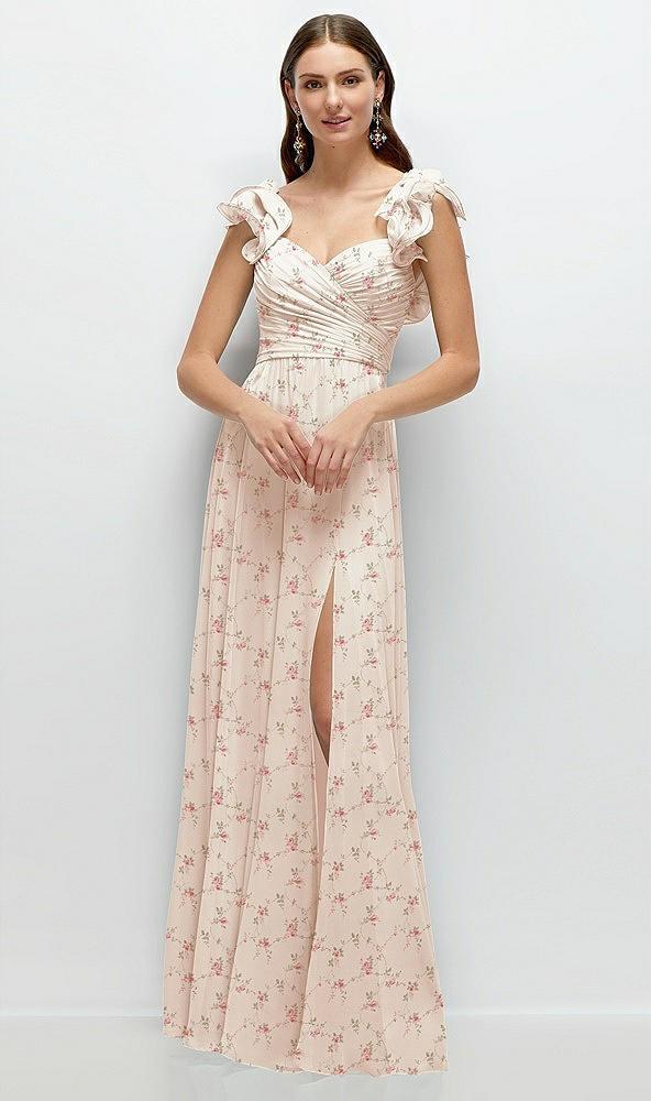 dramatic ruffle edge strap chiffon maxi dress