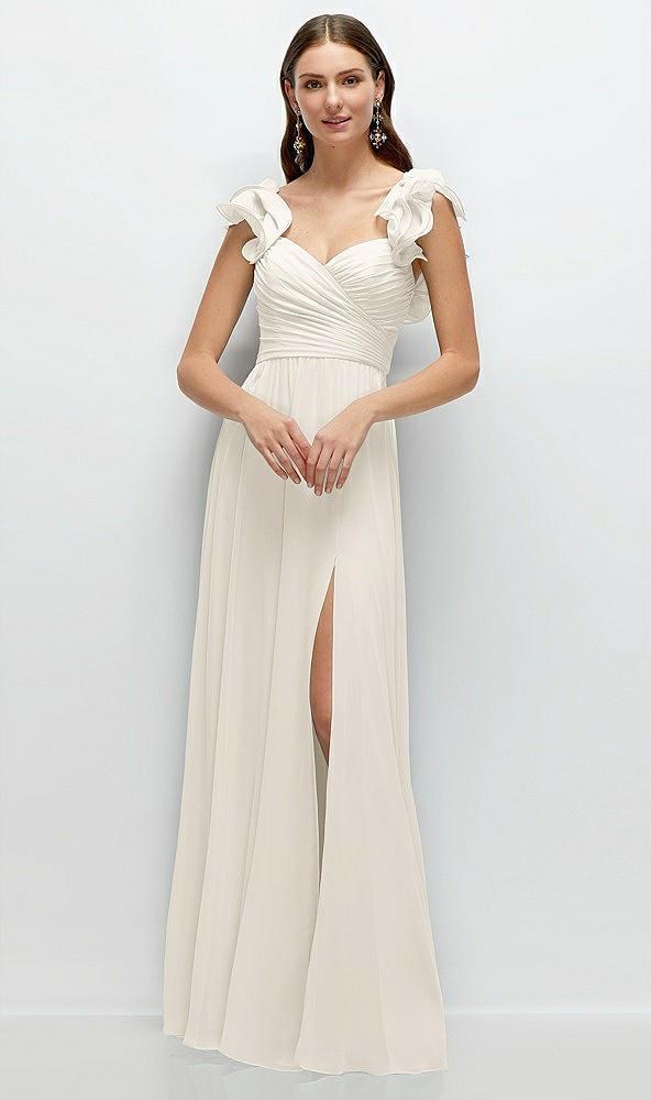 dramatic ruffle edge strap chiffon maxi dress