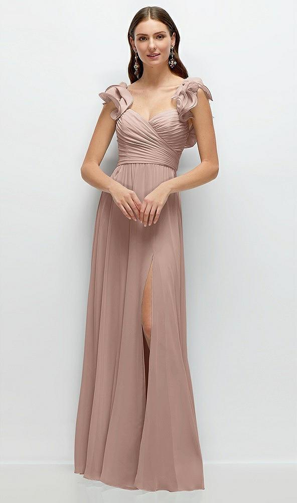 dramatic ruffle edge strap chiffon maxi dress