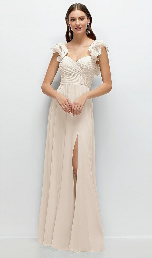dramatic ruffle edge strap chiffon maxi dress